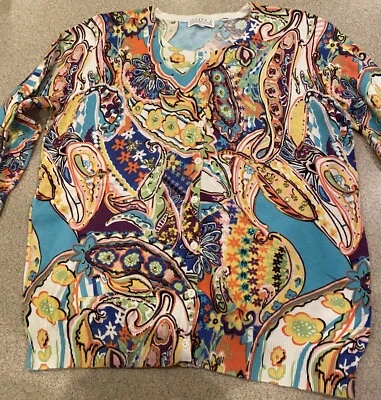 JOSEPH A. LADIES COLORFUL BUTTON UP BEADED CARDIGAN SWEATER - Image 1 of 4