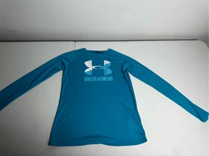 Under Armour Logo Y L Long Sleeve Loose Electric Blue Shirt - Picture 1 of 12