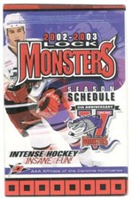 2002-03 Lowell Lock Monsters AHL Hockey Schedule !!! 9 different sponsors
