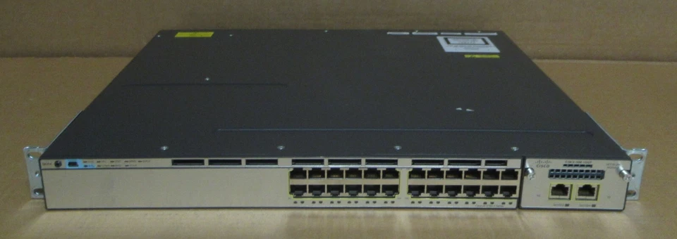 Cisco Catalyst WS-C3750X-24T-S 24 Port  1GbE Gigabit Switch 2 PSU + C3KX-NM-10GT - Image 1 of 4