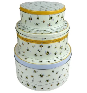 Emma Ball Set of 3 Storage Cake Tins 25cm, 22cm & 18cm Bees Design - Picture 1 of 5