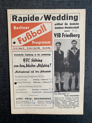 DM Amateure 1958 Rapide/Wedding - VfB Friedberg + Vorschau WM 1958 in Schweden - Bild 1 von 4