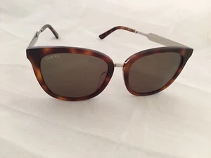 Gucci Rectangular Sunglasses GG0073SK 003 Havana/Silver 56mm 0073 - Picture 1 of 6