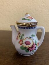 Tea Pot Figure Floral Gold Rimmed Vintage Japanese Ceramic Handmade Hand Painted