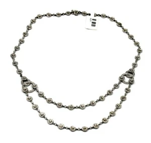 2 LAYERS TENNIS NECKLACE NATURAL DIAMOND 3. DTW IN 14k SOLID WHITE GOLD - Picture 1 of 11