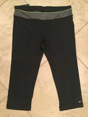 Leggings Lukka Capri para mujer grandes negros/cintura a rayas ropa deportiva equipo de entrenamiento nuevos con etiquetas Foto 1 de 4