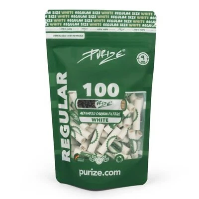 PURIZE 100 Aktivkohlefilter Weiß ø 9mm Filter Pfeifenfilter Kohlefilter - Bild 1 von 4