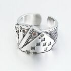Engraved Adjustable Open Silver For Men Vintage Jewelry Unisex