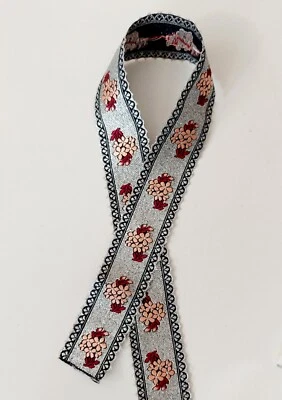 Vintage Embroidered Jacuard Brocade Ribbon 1 1/2" wide 3yd. lot - Image 1 of 4