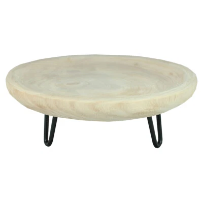 Dekoschale Holzschale rund 26 cm Holztablett Tischdeko Servierschale Obstschale - Bild 1 von 4