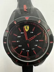 Scuderia Ferrari 0870019 Red Rev Black Dial Black Silicone Band Mens Sport Watch - Picture 1 of 7