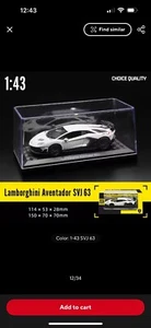 1:43 CCA Lamborghini Aventador SVJ Diecast Alu Modellauto mit Displaybox schwarz - Bild 1 von 2
