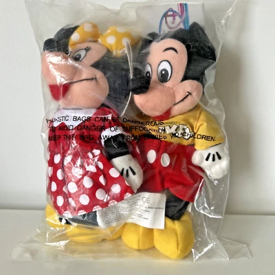 The Disney Store Mini Bean Bag 8" Plush Mickey and Minnie Mouse Sealed - Image 1 of 3