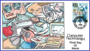 USA7 #3106 U/A COLLINS HAND PAINTED FDC Computer Technology - Picture 1 of 1