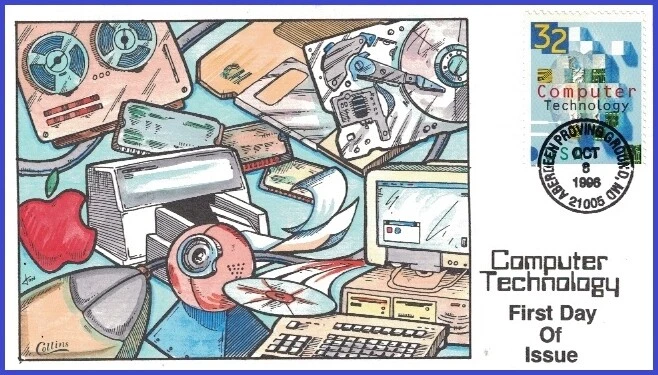 USA7 #3106 U/A COLLINS HAND PAINTED FDC   Computer Technology - Image 1 of 1