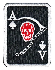as12★Karte Pik Ass Totenkopf Aufnäher Bügelbild Applikation Patch 5,5 x 7,5 cm - Bild 1 von 1