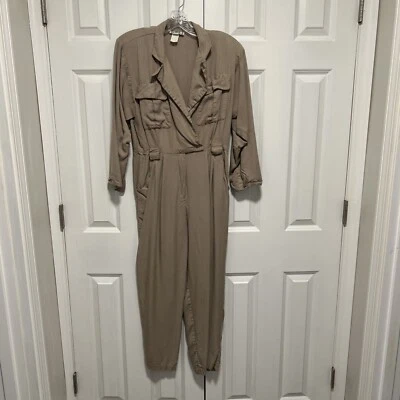 Vintage Taurus II 10 Beige Jumpsuit Tan Retro Damage Ripped - Image 1 of 4