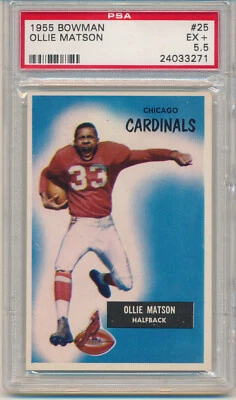 1955 年 Bowman 足球 Ollie Matson (HOF) (#25) PSA5.5 PSA — 第 1/2 张图片