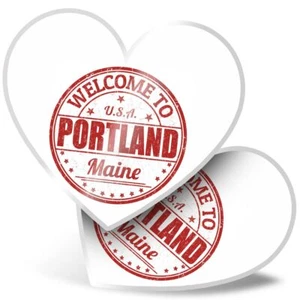 2 x Heart Stickers 15 cm - Welcome To Portland Maine USA #6083 - Photo 1/8