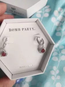 SALE Bomb Party "Blooming Wonder" Fusion Thai Ruby on Rhodium RBP3704 Earrings - Picture 1 of 3