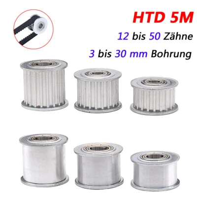 MARKENLOS HTD 5M Zahnriemenscheibe Spannrolle, 3-30mm Bohrung, 12-50Z, für CNC, 3D Drucker