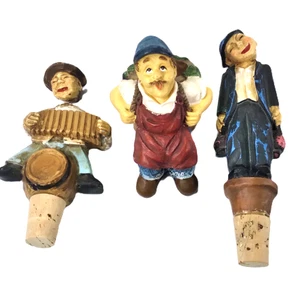 Vintage Cork Decor 1 Accordion Player 1 Drunk  & 1 Winery Worker Resin New Corks - Picture 1 of 20