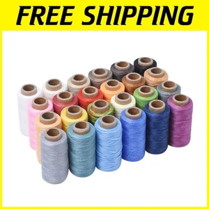 24 Assorted Colors Waxed Thread for Leather Sewing - Strong, Versatile & Durable - Picture 1 of 9