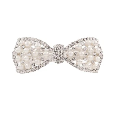 Barrettes Butterfly Pearls Hair Clips Pins Pearl Bow Hairpin Crystal Rhinesto... - Image 1 of 4