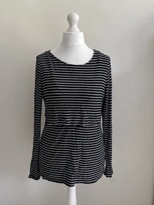 Seraphine Top Women’s XL UK 16 Maternity/Nursing/Breastfeeding Black Stripes - Picture 1 of 6