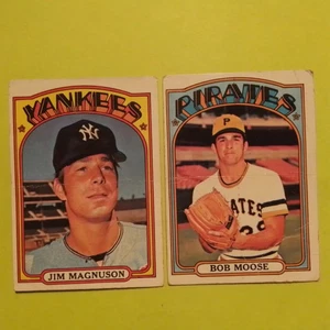 2)JIM MAGNUSON-YANKEES & BOB MOOSE-PIRATES - 1972 TOPPS CARDS #597 & #647 - Picture 1 of 13