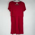 NWT J. Jill Layered Knit Dress Women's Size S Petite Sangria Red Jersey Knit