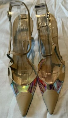 Bombas holográficas de PVC 40 Rodolphe Menudier Paris vintage dedo do pé - Imagem 1 de 4