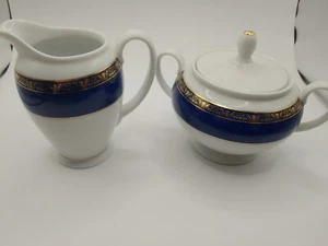 ROSENTHAL GERMANY CLASSIC ROSE CREAMER BARATTOLO LATTE E ZUCCHERIERA 5" ORO COBALTO - Foto 1 di 14