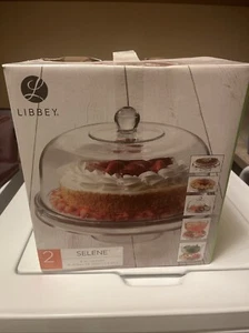 Libbey Selene Glass Server + Dome - NIB - 6 in 1 for Cake/Punch/Salad/Pie/Chips - Picture 1 of 2