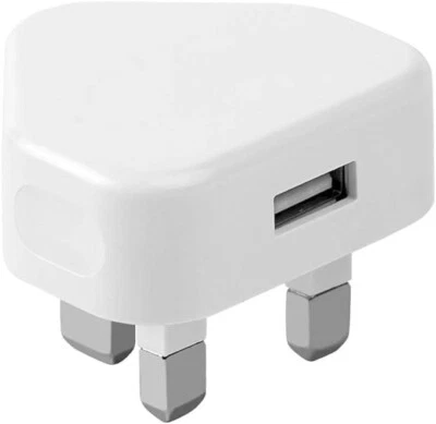USB Power Adapter UK 3Pin Plug for Android or iPhone 1A/5V/5W Phone Wall Charger - Image 1 of 4