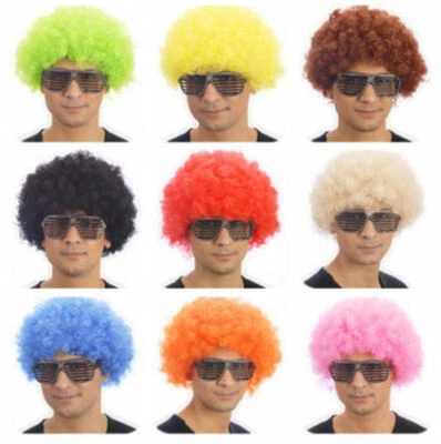Rizado Colorido Afros Vestido Elegante Funky Peluca Disco Payaso Hombres Damas Disfraz Foto 1 de 4