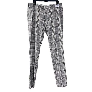 Topman Pants Mens W38 L36 Stretch Skinny Plaid Printed Trouser Business Casual - Picture 1 of 10