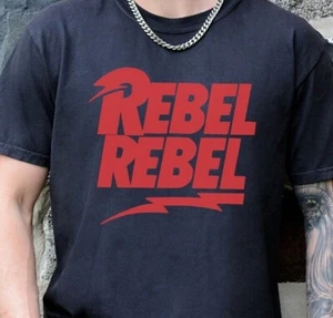 David Bowie Rebel Rebel T-Shirt on Premium Vintage Black Comfort Colors Tee - Picture 1 of 7