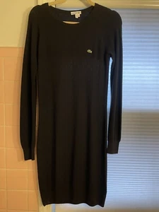 Lacoste Black Wool Sweater Dress Size 34 France VGC - Picture 1 of 12