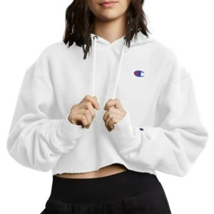 Champion C-Life reverse weave cropped cut off hoodie Size large L White NWT - Picture 1 of 1