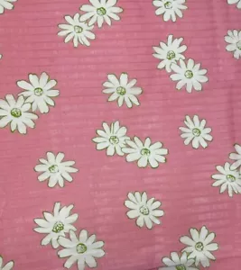 Linen Fabric Floral Craft 3.5 Yards 44” wide Pink Sheer Stripe Daisy Flower - Picture 1 of 4