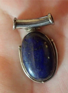Sterling Silber Anhänger mit Lapislazuli oval cab. Rohr oben aufklappbar. - Bild 1 von 4