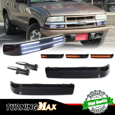 Fits 98-04 Chevy S10 Blazer Sonoma Smoked Switchback LED DRL Turn Signal Lights - Image 1 of 4