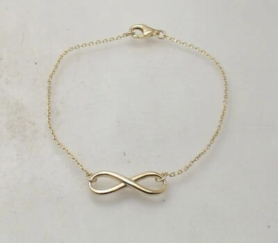 Brazalete Technibond Cable Chain Infinity Center Chapado en Oro Amarillo 14K Plateado Foto 1 de 4