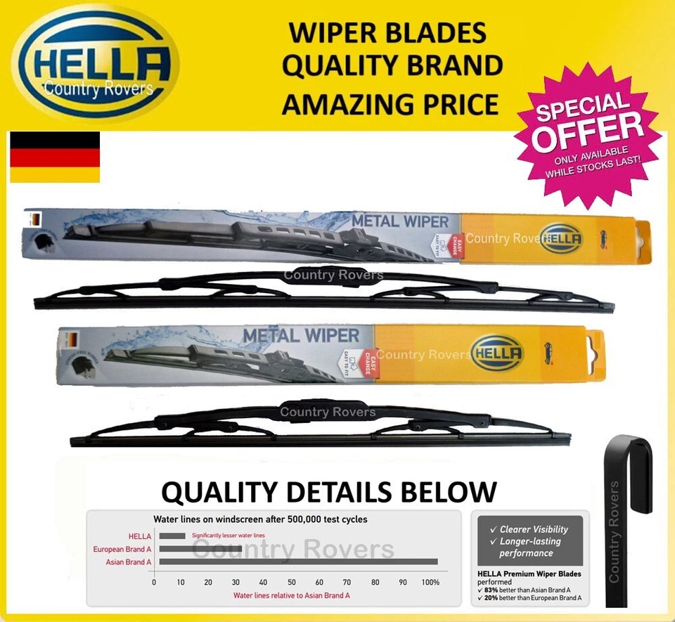 HYUNDAI TUCSON WIPER BLADES 2004 TO 2010 HELLA QUALITY BRAND 24 & 15 inch - Imagem 1 de 4