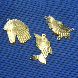 Vintage Diamond Cut Charms Horse Fish Owl for Pendant, Jewellery,. Gold Plate - Picture 1 of 5