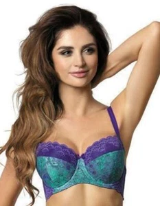 Designer Gorteks Camila Peacock Print Padded Bra Women's Intimates Lingerie 32C - Picture 1 of 3