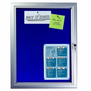 Felt lockable notice board display case tamperproof wall outdoor waterproof - Picture 1 of 4