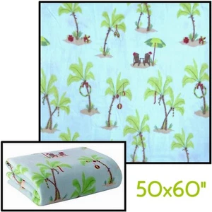 Home Classics Fleece Throw Christmas Palm Trees 50 x 60" Tropical Beach Island - Picture 1 of 11