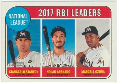 Giancarlo Stanton - Miami Marlins - 2018 Topps Heritage - 2017 RBI Leaders - #4 - Image 1 of 2